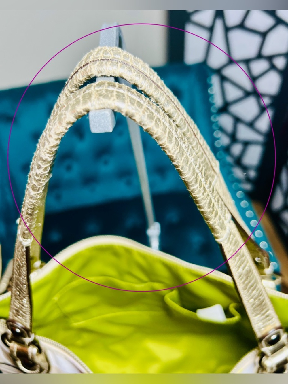 Coach Poppy Signature Tattersall Sequined Glam Tote Ivory Gold Style 19867 GUC - Picture 4 of 16